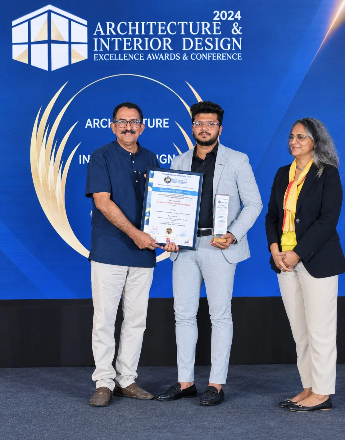 Felicitated on stage at the Architecture & Interior Design Excellence Awards & Conference